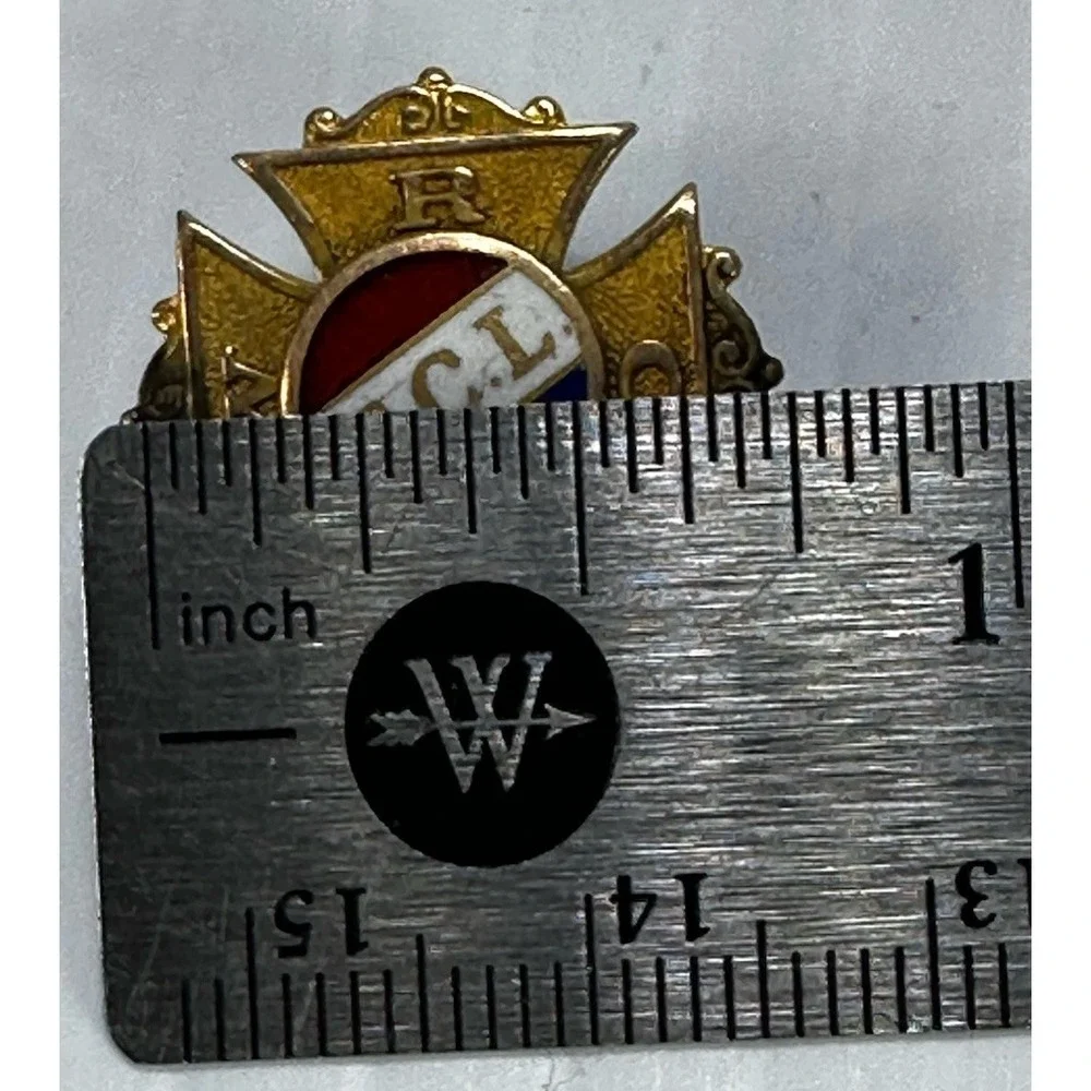 Antique Womens Relief Corps WRC F.C.L. 1883 Maltese‎ Cross Enamel Pin Medal 1889